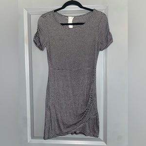 Dry Goods Blu Pepper Black & White Striped Dress | Ruching Details | Size Small
